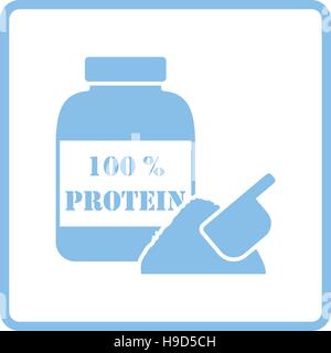 Proteina icona conteiner. La cornice blu design. Illustrazione Vettoriale. Illustrazione Vettoriale