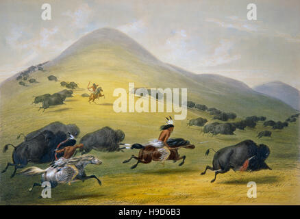 George Catlin ( 1794 - 1872 ) Buffalo hunt - Il perseguimento - 1844 Foto Stock