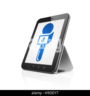 News concept: Tablet PC con microfono sul display Foto Stock