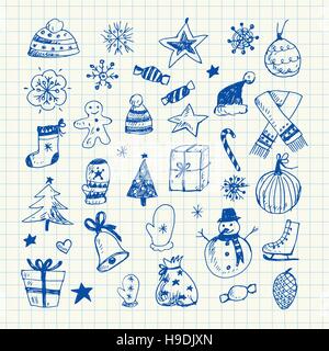 Natale scarabocchi impostato Illustrazione Vettoriale