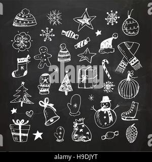 Lavagna scarabocchi Natale insieme Illustrazione Vettoriale