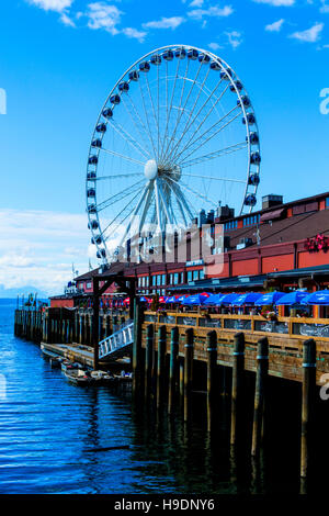 Seattle WA USA Grande Ruota Pier 57 Foto Stock