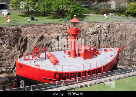 Carpentaria Lightship a Queensland Museo Marini Park, Kangaroo Point, Città di Brisbane, Brisbane, Queensland, Australia Foto Stock