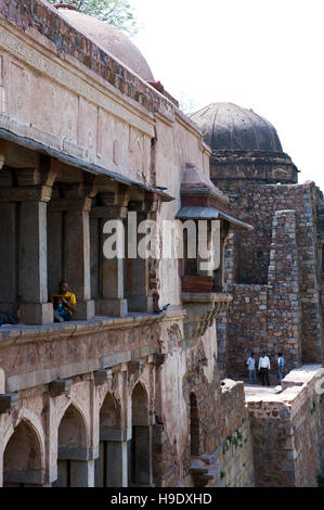 Hauz Khas madrassa e tomba complesso, costruito sul bordo di un serbatoio dal Sultano Firuz Shah Tughlaq, allora dominatore di Delhi, nel XIV secolo. Delhi. Foto Stock