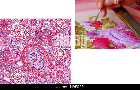 Modello senza soluzione di continuità sulla base di tradizionali elementi asiatici Paisley Illustrazione Vettoriale