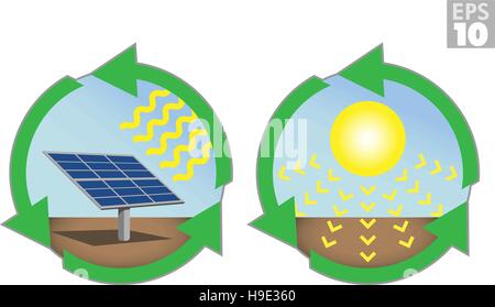 Energia solare, pannelli solari, energia pulita Illustrazione Vettoriale