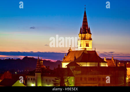 Marija Bistrica marianic santuario chiesa vista serale, Zagorje, Croazia Foto Stock