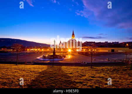 Marija Bistrica santuario vista serale, Zagorje, Croazia Foto Stock