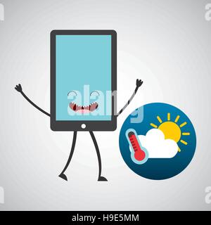 Cartoon dello smartphone con previsioni meteo applicazione illustrazione vettoriale EPS 10 Illustrazione Vettoriale