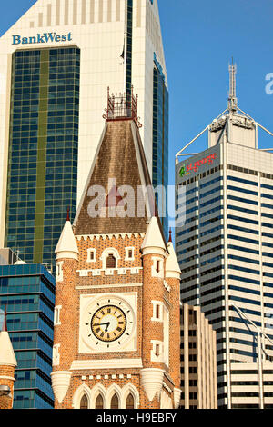 Municipio di Perth orologio Città Architettura, Perth, Western Australia Foto Stock
