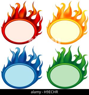 Fiamma Banner ovale Illustrazione Vettoriale