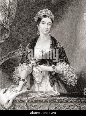 Victoria, 1819 - 1901. La regina del Regno Unito di Gran Bretagna e Irlanda e Imperatrice dell India. Visto qui nel 1837 subito dopo la sua incoronazione. Foto Stock