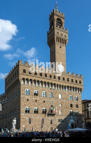 Il Palazzo Vecchio è il municipio della città di Firenze, Italia. Foto Stock