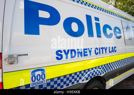 Close-up di auto della polizia di Sydney Foto Stock