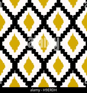 Disegnato a mano tribale seamless pattern in nero, giallo e crema. Tessile moderno, wall art, la carta di avvolgimento, wallpaper design. Illustrazione Vettoriale