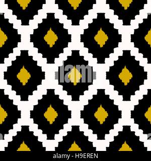 Disegnato a mano tribale seamless pattern in nero, giallo e crema. Tessile moderno, wall art, la carta di avvolgimento, wallpaper design. Illustrazione Vettoriale