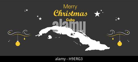 Buon Natale illustrazione con tema mappa di Cuba Illustrazione Vettoriale