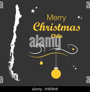 Buon Natale illustrazione con tema mappa del Cile Illustrazione Vettoriale