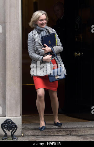 Giustizia Segretario Liz Truss lascia n. 10 di Downing Street a Londra dopo un incontro con il Primo Ministro. Foto Stock