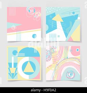 Set di 4 poster con abstract alla moda di sfondo del modello Illustrazione Vettoriale