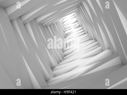 Tunnel astratto in grigio le note. La luce alla fine del tunnel. 3D illustrazione Foto Stock