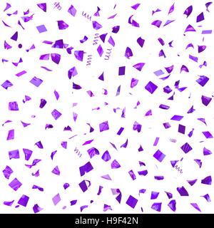 Carta viola in volo isolato su uno sfondo bianco. Isolato sullo sfondo bianco. 3D illustrazione Foto Stock