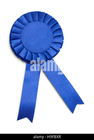 Premio Blue Ribbon con copia spazio isolato su sfondo bianco.