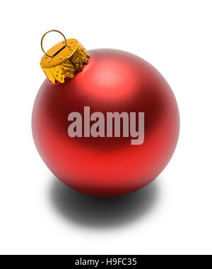 Rosso della lampadina di Natale isolato su sfondo bianco. Foto Stock