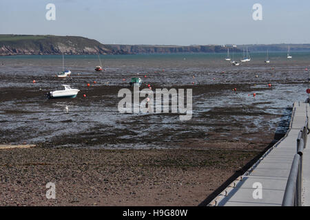 Eccezionalmente bassa marea a Dale, Pembrokeshire Foto Stock