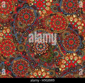 Paisley floral seamless pattern. Paisley sfondo colorato Illustrazione Vettoriale