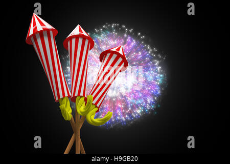 Immagine composita di razzi per i fuochi d'artificio Foto Stock