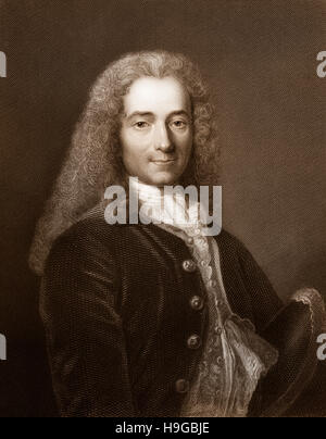 Voltaire, o François Marie Arouet, 1694 - 1778, autore del francese e illuminismo europeo, Foto Stock