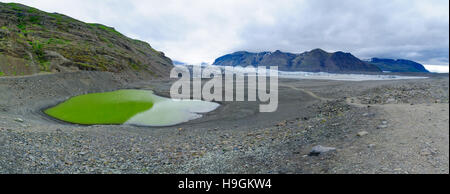 Vista del ghiacciaio Skaftafellsjokull, in Skaftafell, sud Islanda Foto Stock