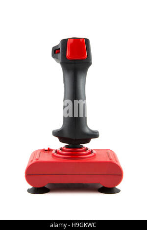 Overwhite ritratto di un joystick vintage con cavo Foto Stock