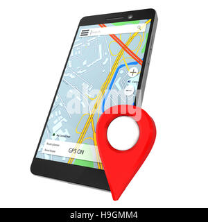 3d illustrazione del telefono cellulare e di navigazione Foto Stock