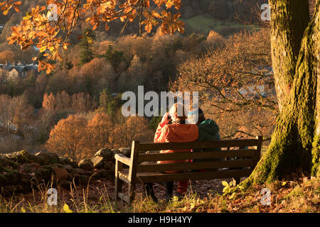 Ambleside, Cumbria, Regno Unito. 23 Novembre, 2016. Regno Unito Meteo. Dopo un po' bagnato e ventoso bello vedere qualche bel sole autunnale Ambelside sopra e lago di Windermere.copyright Credit: gary telford/Alamy Live News Foto Stock