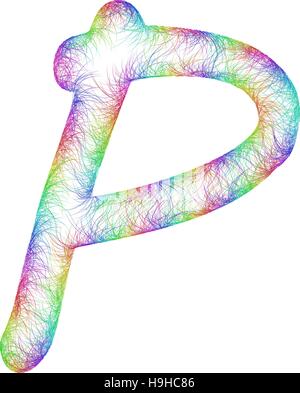 Rainbow schizzo design font - Lettera P Illustrazione Vettoriale