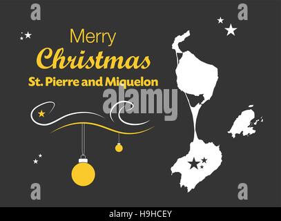 Buon Natale illustrazione con tema mappa di Saint Pierre e Miquelon Illustrazione Vettoriale