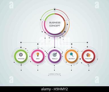 Vettore modello infografico con 3D carta etichetta, ambienti integrati. Il concetto di business con le opzioni. Per i contenuti, diagramma Illustrazione Vettoriale