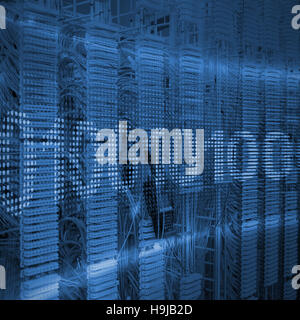 Immagine composita del codice binario su display digitale Foto Stock