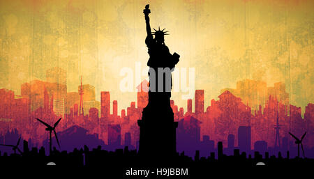 Immagine composita di concentrarsi sulla Statua della Libertà Foto Stock