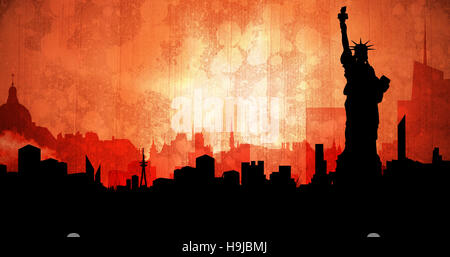 Immagine composita di concentrarsi sulla Statua della Libertà Foto Stock