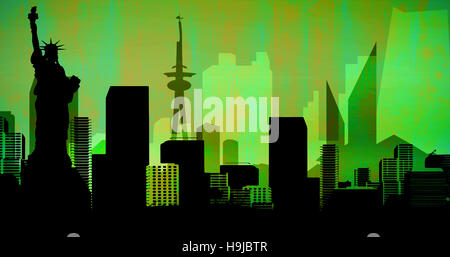 Immagine composita di concentrarsi sulla Statua della Libertà Foto Stock