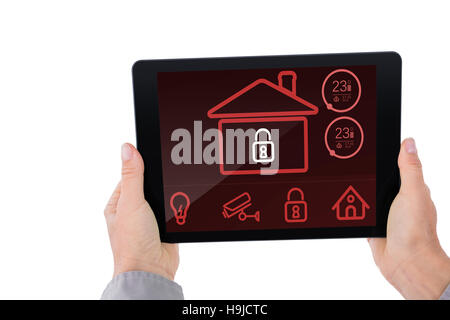 Immagine composita di imprenditrice azienda tavoletta digitale Foto Stock