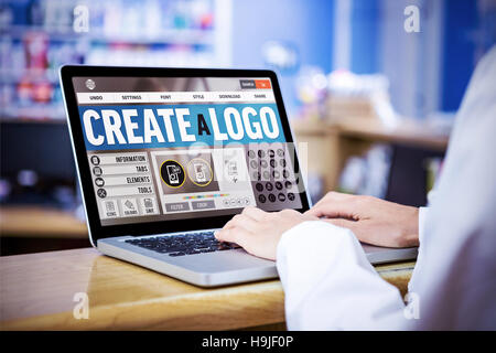 Immagine composita della pagina web per creare un logo Foto Stock