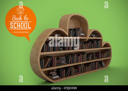 Immagine composita di libri disposti su cloud conformato a scaffali Foto Stock