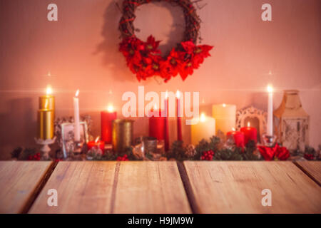 Immagine composita di fuoco del ripiano in legno Foto Stock