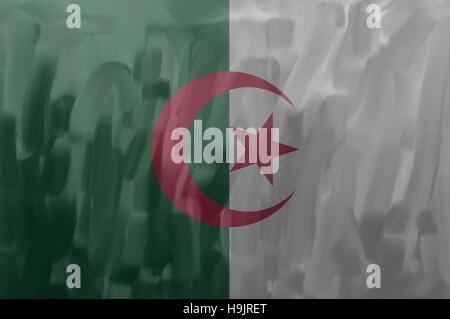 Algeria dipinto / vettore disegnato bandiera. Drammatico, sguardo insolito. Il vettore contiene file di bandiera e gli strati di texture Illustrazione Vettoriale