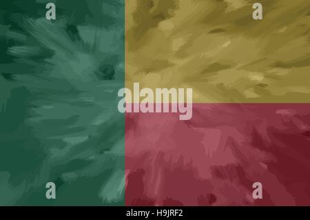 Benin dipinto / vettore disegnato bandiera. Drammatico, sguardo insolito. Il vettore contiene file di bandiera e gli strati di texture Illustrazione Vettoriale