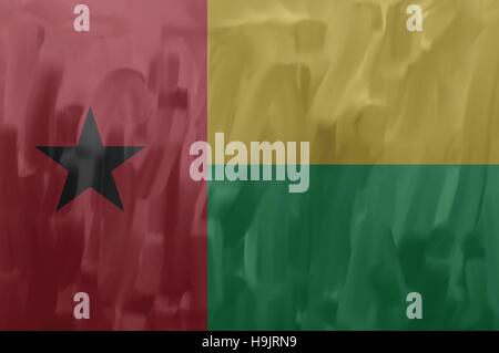 La Guinea Bissau dipinto / vettore disegnato bandiera. Drammatico, sguardo insolito. Il vettore contiene file di bandiera e gli strati di texture Illustrazione Vettoriale